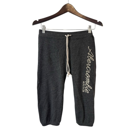 Vintage Y2K Abercrombie And Fitch Low Rise Joggers Knee Length XS Preppy Logo - Picture 1 of 8